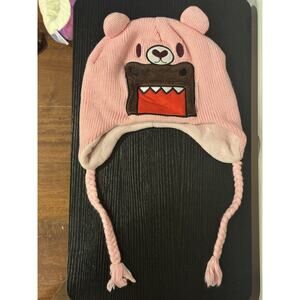 RARE 2011 PINK DOMO KUN BEAR Beanie Winter Trapper Hat One Size Official